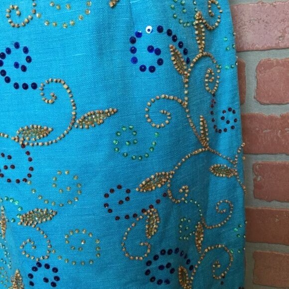 Vintage Chetta B Beaded Silk Party Dress Size 10 Embellished - Picture 5 of 8